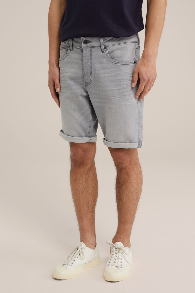 We Fashion Regular Fit Denim Short Met Stretch Grijs