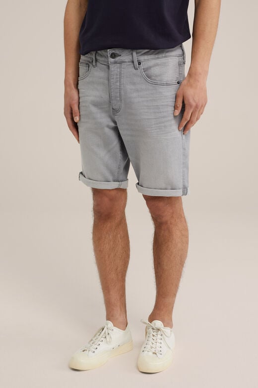We Fashion Regular Fit Denim Short Met Stretch Grijs