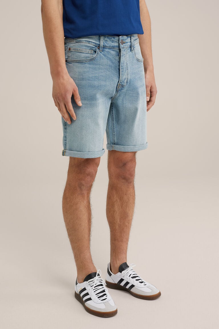 We Fashion Regular Fit Denim Short Met Stretch Lichtblauw