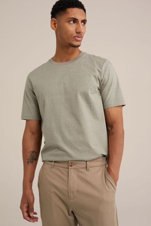 we fashion Regular fit gemêleerd T-shirt Donkergroen