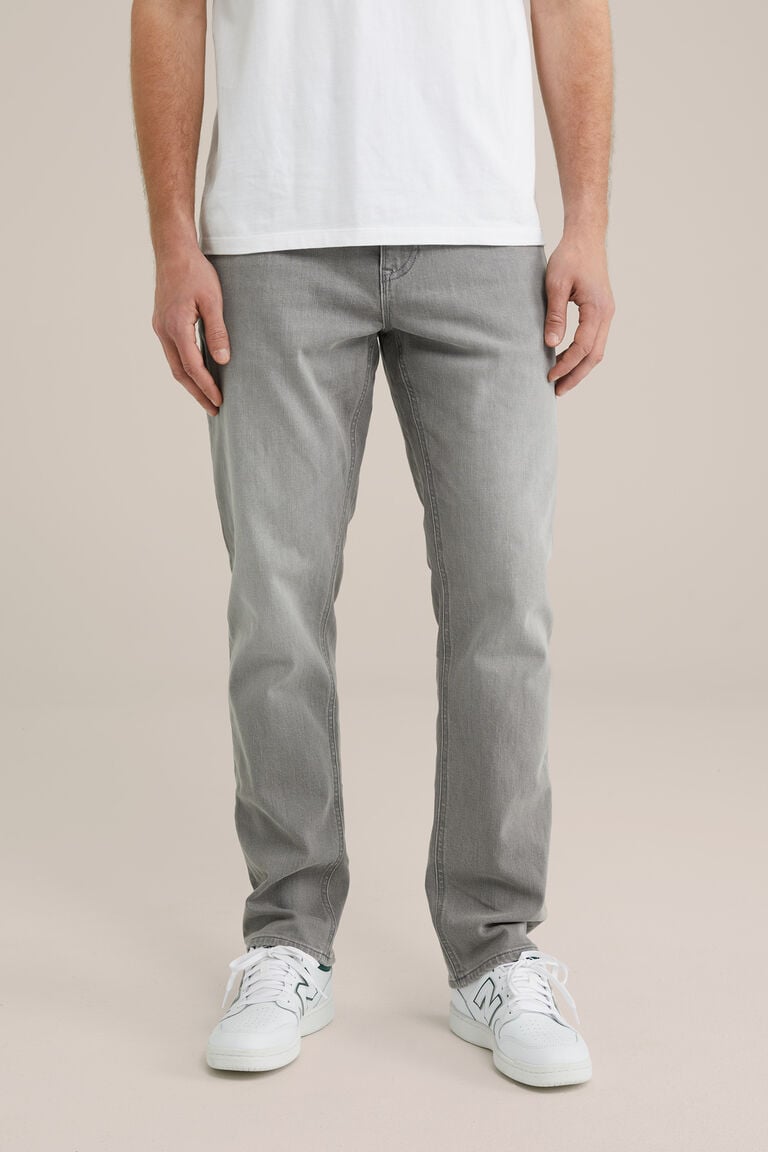 We Fashion Regular Fit Jeans Met Comfort Stretch Lichtgrijs