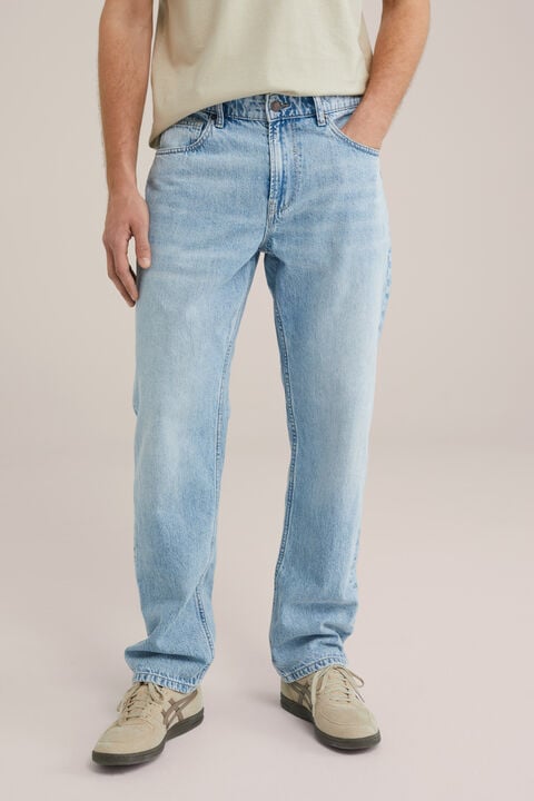 we fashion regular fit jeans van linnenmix Lichtblauw