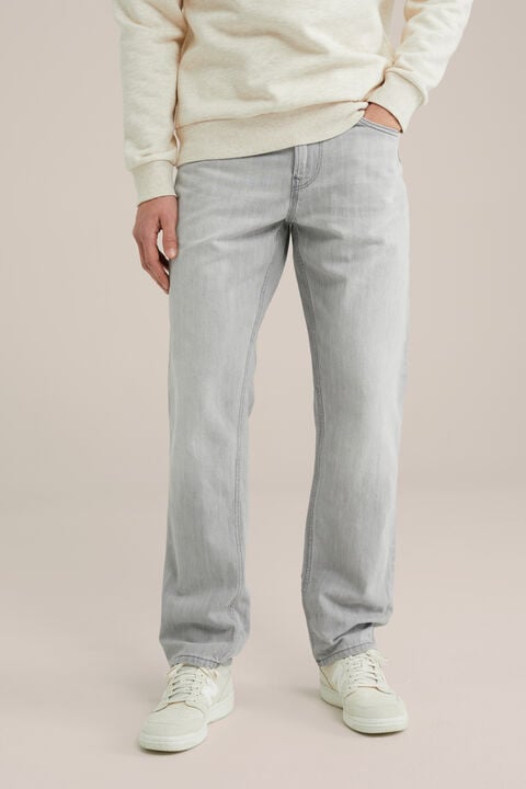 we fashion regular fit jeans van linnenmix Lichtgrijs