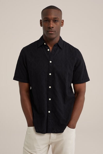 We Fashion Regular Fit Overhemd Met Structuur Zwart