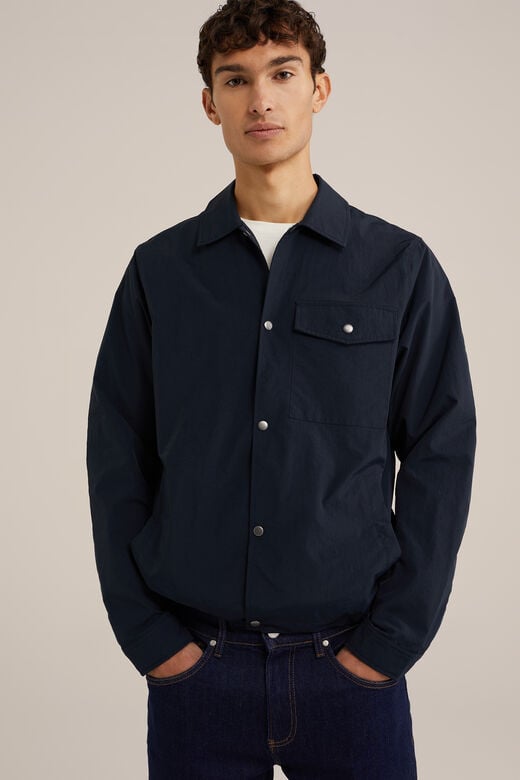 We Fashion Regular Fit Overshirt Met Drukknopen Donkerblauw