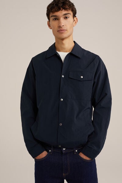 We Fashion Regular Fit Overshirt Met Drukknopen Donkerblauw