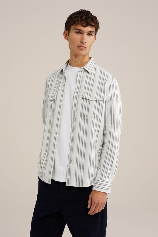 We Fashion Regular Fit Overshirt Met Print Lichtgrijs