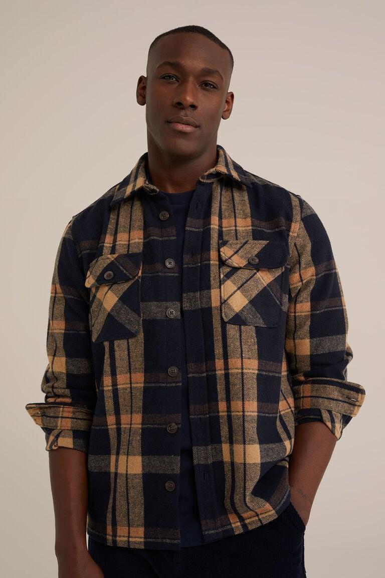 We Fashion Regular Fit Overshirt Met Ruit Donkerblauw