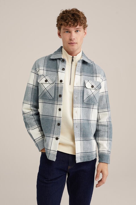 we fashion Regular fit overshirt met ruit Groenblauw