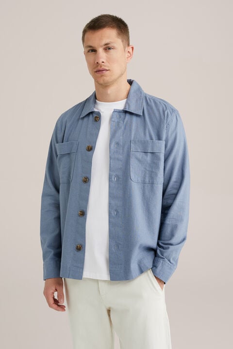 we fashion Regular fit overshirt van linnenmix Grijsblauw