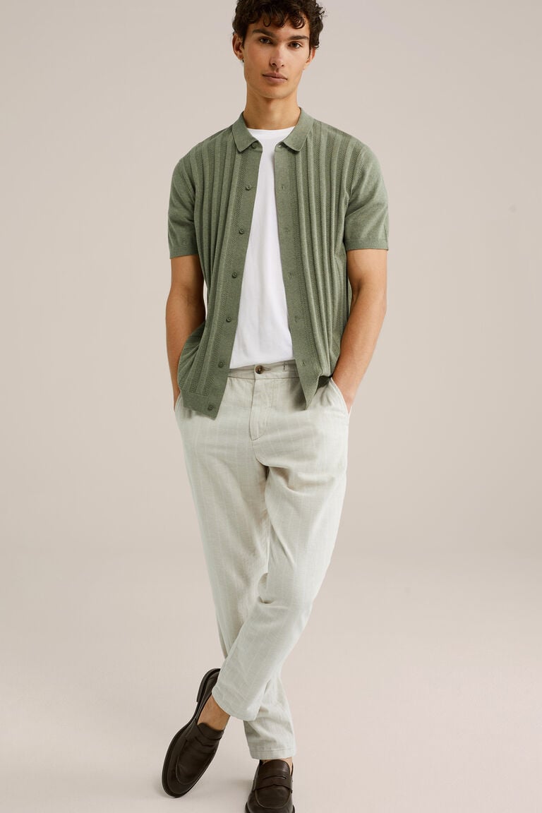 We Fashion Regular Fit Polo Met Structuur Donkergroen