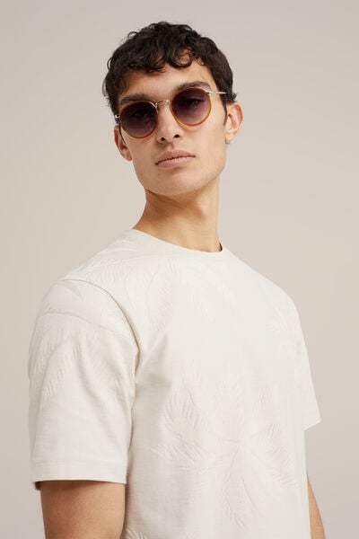 We Fashion Regular Fit T-shirt Met Jacquard-dessin Beige