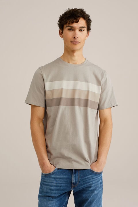 we fashion Regular fit T-shirt met opdruk Grijsgroen
