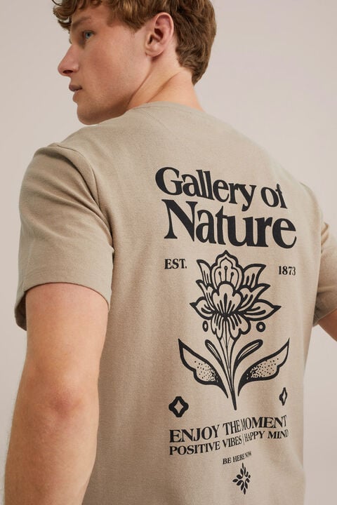 we fashion Regular fit T-shirt met opdruk Lichtbruin