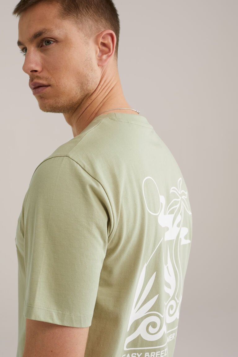 We Fashion Regular Fit T-shirt Met Opdruk Lichtgroen
