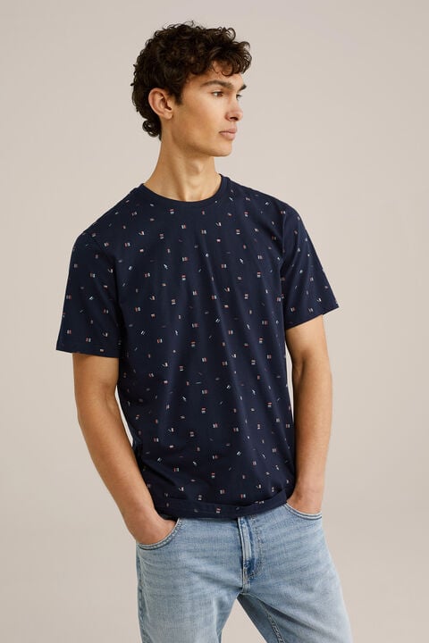 we fashion Regular fit T-shirt met print Donkerblauw