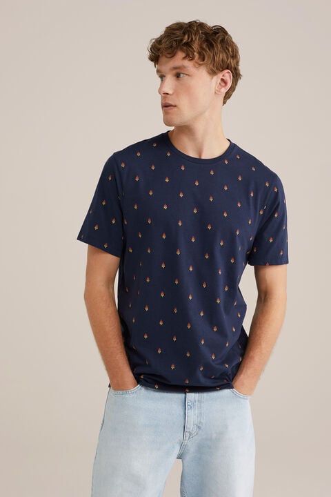 we fashion Regular fit T-shirt met print Donkerblauw