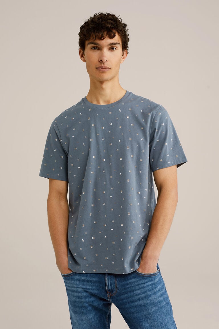 We Fashion Regular Fit T-shirt Met Print Donkergrijs