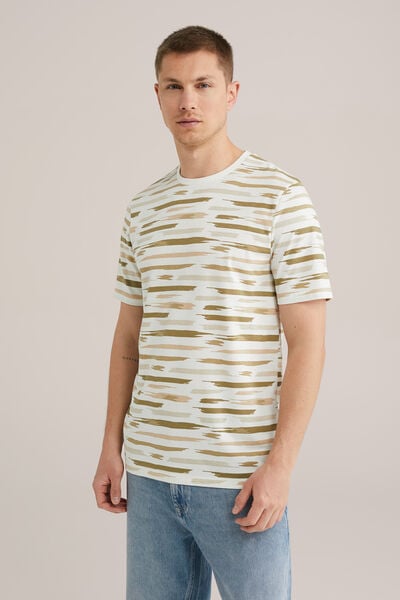 We Fashion Regular Fit T-shirt Met Print Gebroken Wit