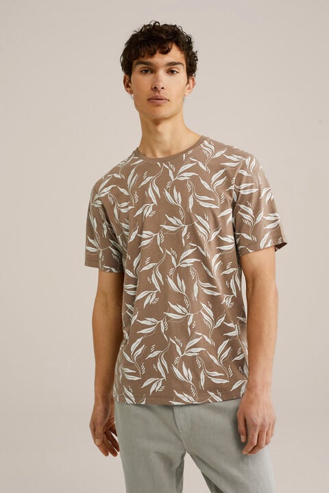 we fashion Regular fit T-shirt met print Lichtbruin