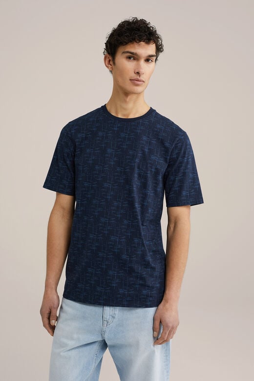 We Fashion Regular Fit T-shirt Met Print Marineblauw