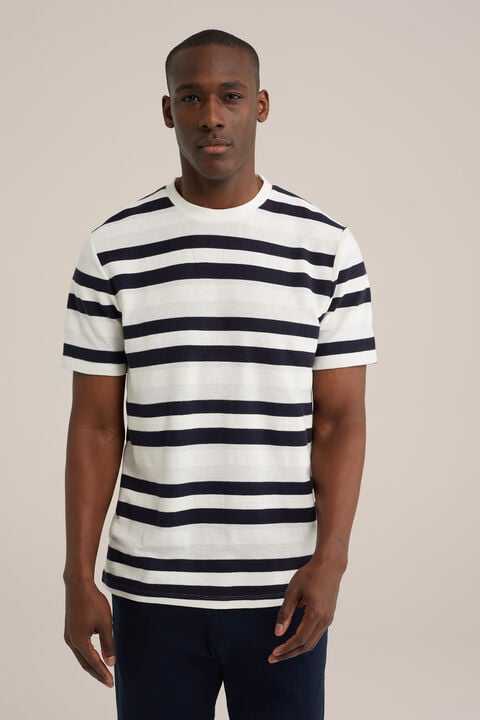 we fashion Regular fit T-shirt met streep Donkerblauw