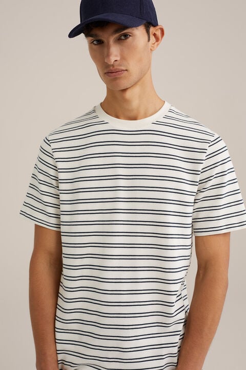 we fashion Regular fit T-shirt met structuur Gebroken wit