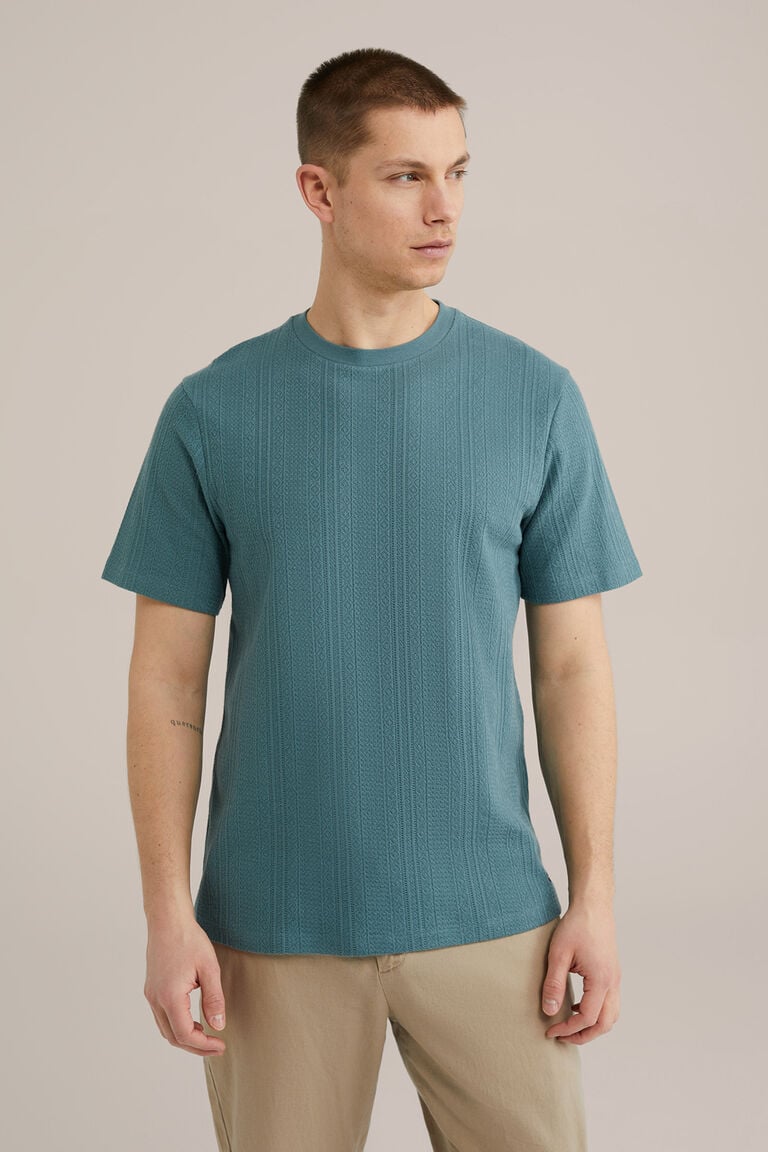 We Fashion Regular Fit T-shirt Met Structuur Groenblauw