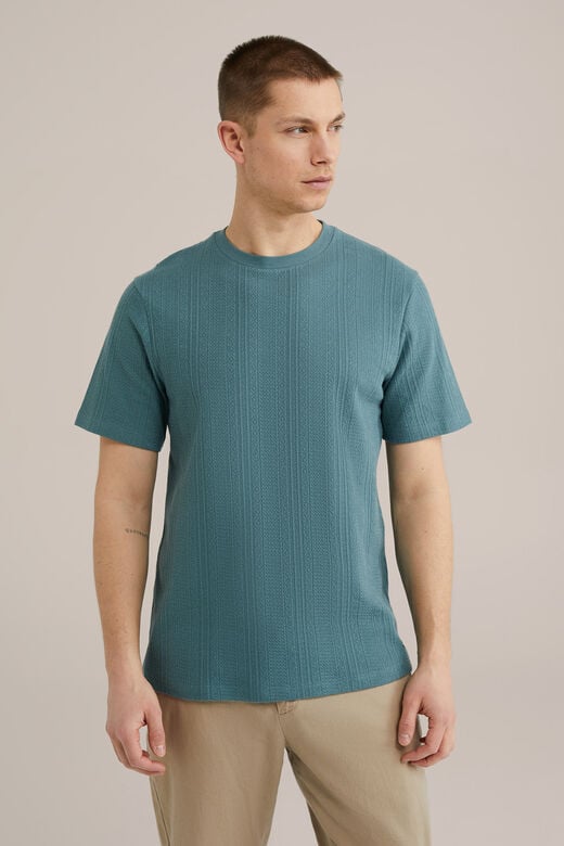 We Fashion Regular Fit T-shirt Met Structuur Groenblauw
