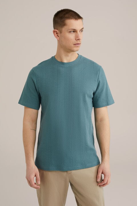 we fashion Regular fit T-shirt met structuur Groenblauw