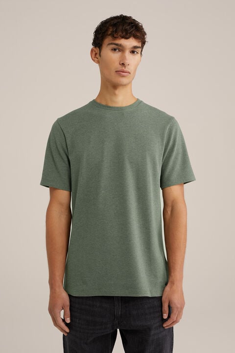 we fashion Regular fit T-shirt met structuur Mosgroen