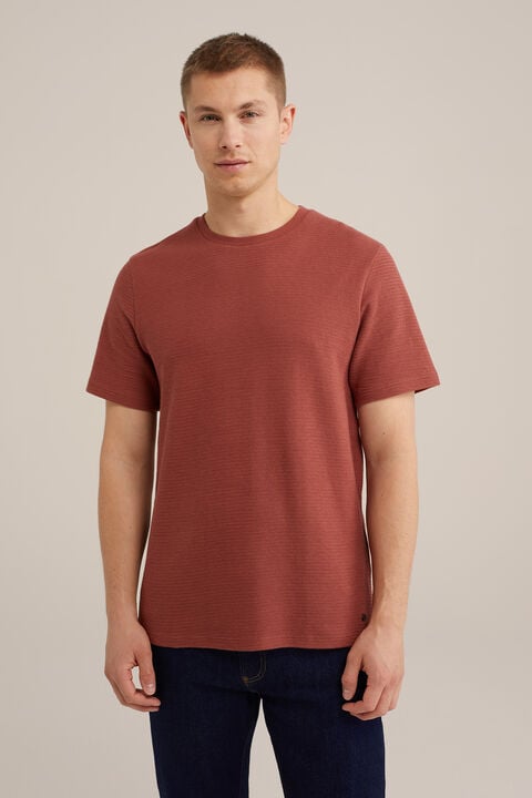 we fashion Regular fit T-shirt met structuur Roestbruin