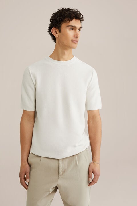 we fashion Regular fit T-shirt van linnenmix Gebroken wit