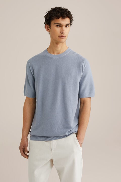 we fashion Regular fit T-shirt van linnenmix Lichtblauw