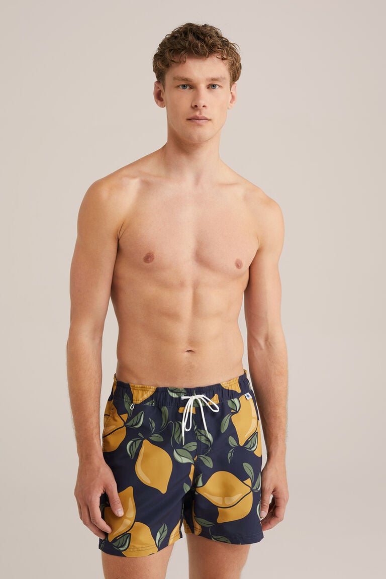 We Fashion Regular Fit Zwembroek Met Print Donkerblauw