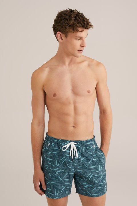 we fashion regular fit zwembroek met print Donkergroen