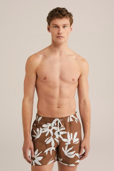 We Fashion Regular Fit Zwembroek Met Print Kaneelbruin