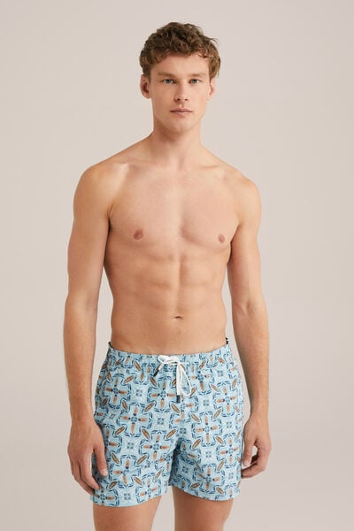 We Fashion Regular Fit Zwembroek Met Print Lichtblauw