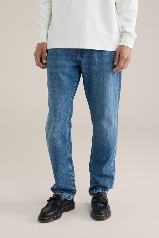 We Fashion Relaxed Fit Jeans Met Medium Stretch Donkerblauw