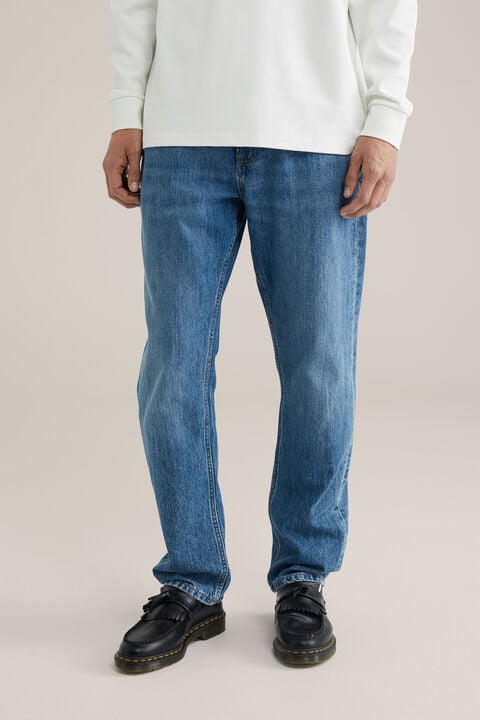 we fashion Relaxed fit jeans met medium stretch Donkerblauw