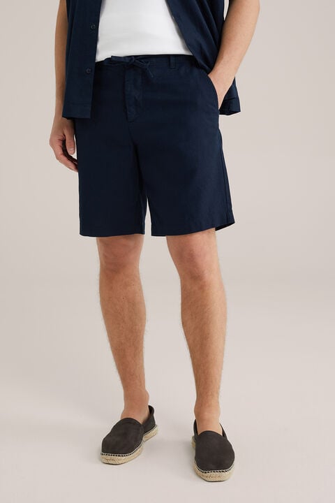 we fashion relaxed fit short van linnenmix Marineblauw