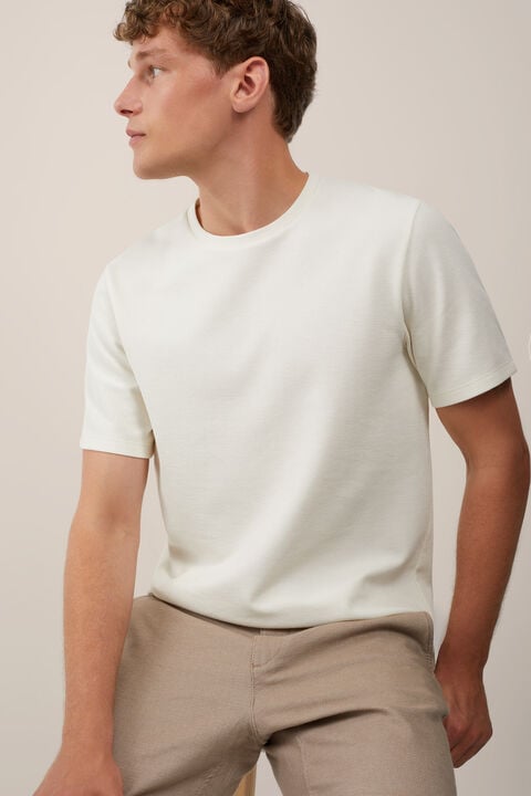 we fashion Relaxed fit T-shirt met structuur Gebroken wit