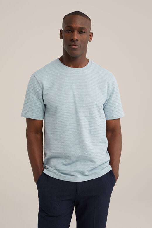 We Fashion Relaxed Fit T-shirt Met Structuur Lichtblauw