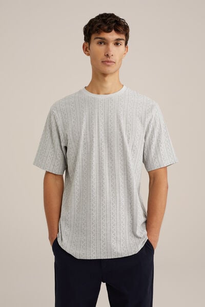 We Fashion Relaxed Fit T-shirt Met Structuur Lichtgrijs