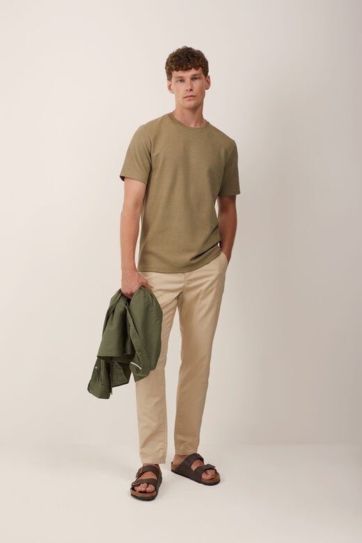 We Fashion Relaxed Fit T-shirt Met Structuur Olijfgroen