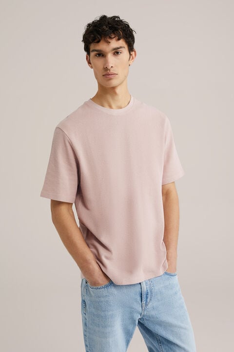 we fashion Relaxed fit T-shirt met structuur Oudroze