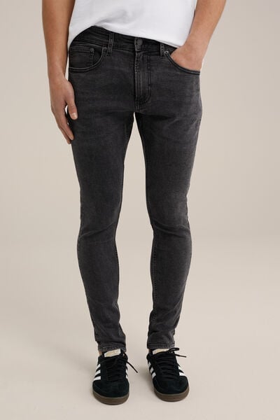 We Fashion Skinny Fit Jeans Met Medium Stretch Grijs