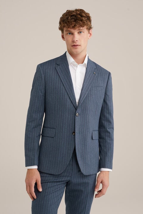 we fashion slim fit blazer met subtiele streep Grijsblauw
