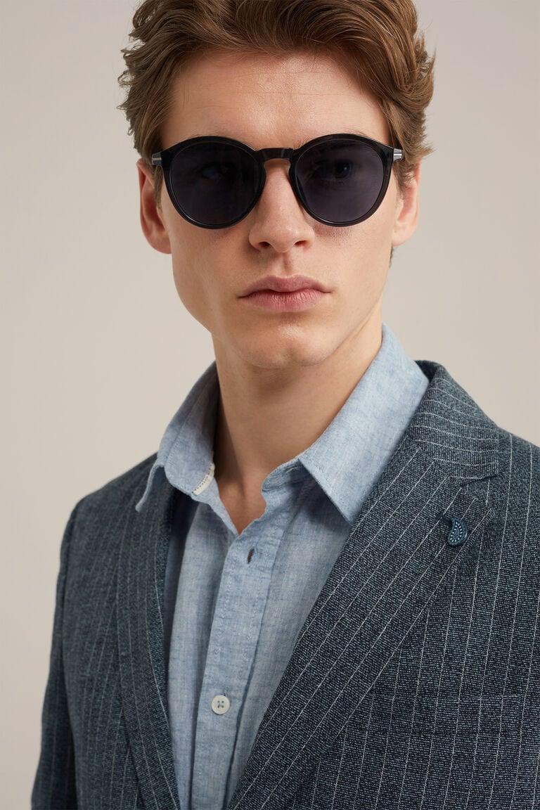 We Fashion Slim Fit Blazer Van Een Linnenmix Grijsblauw