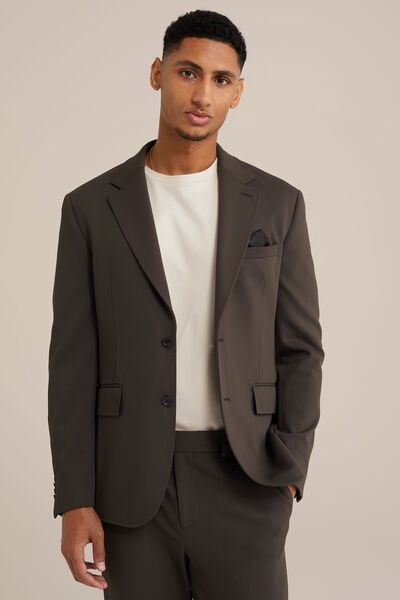 We Fashion Slim Fit Blazer Van Kreukvrij Gebreid Nylon Donkergroen